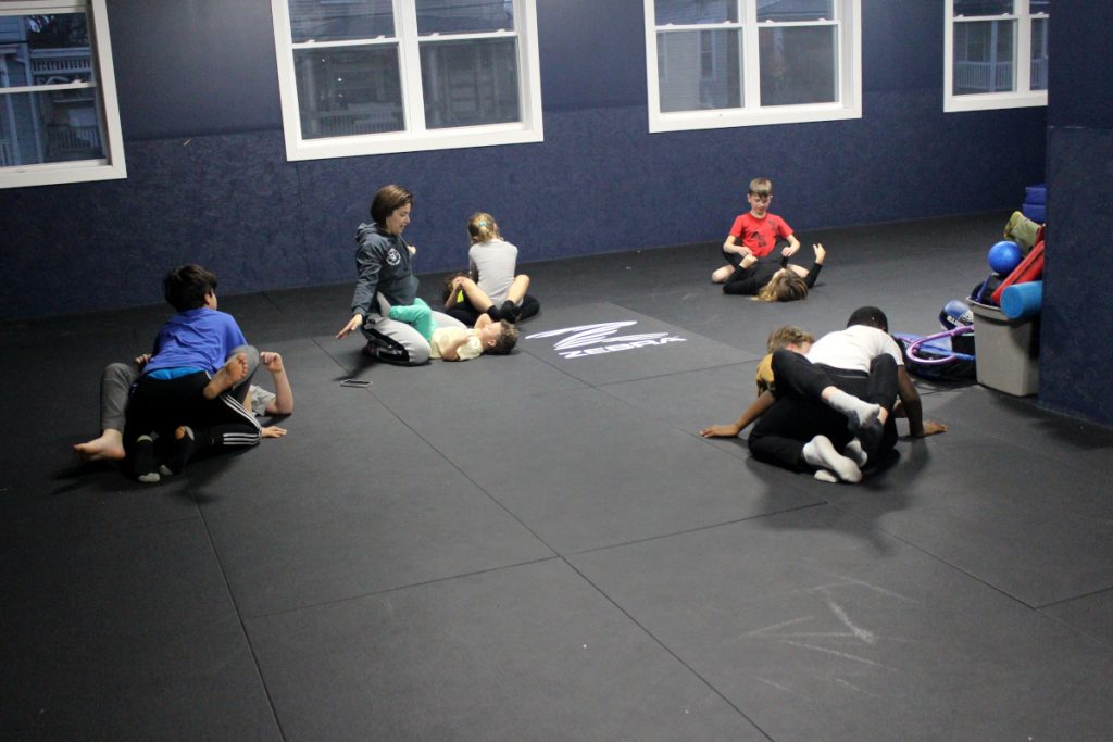Youth Jiu Jitsu Natasha Drilling With Kids